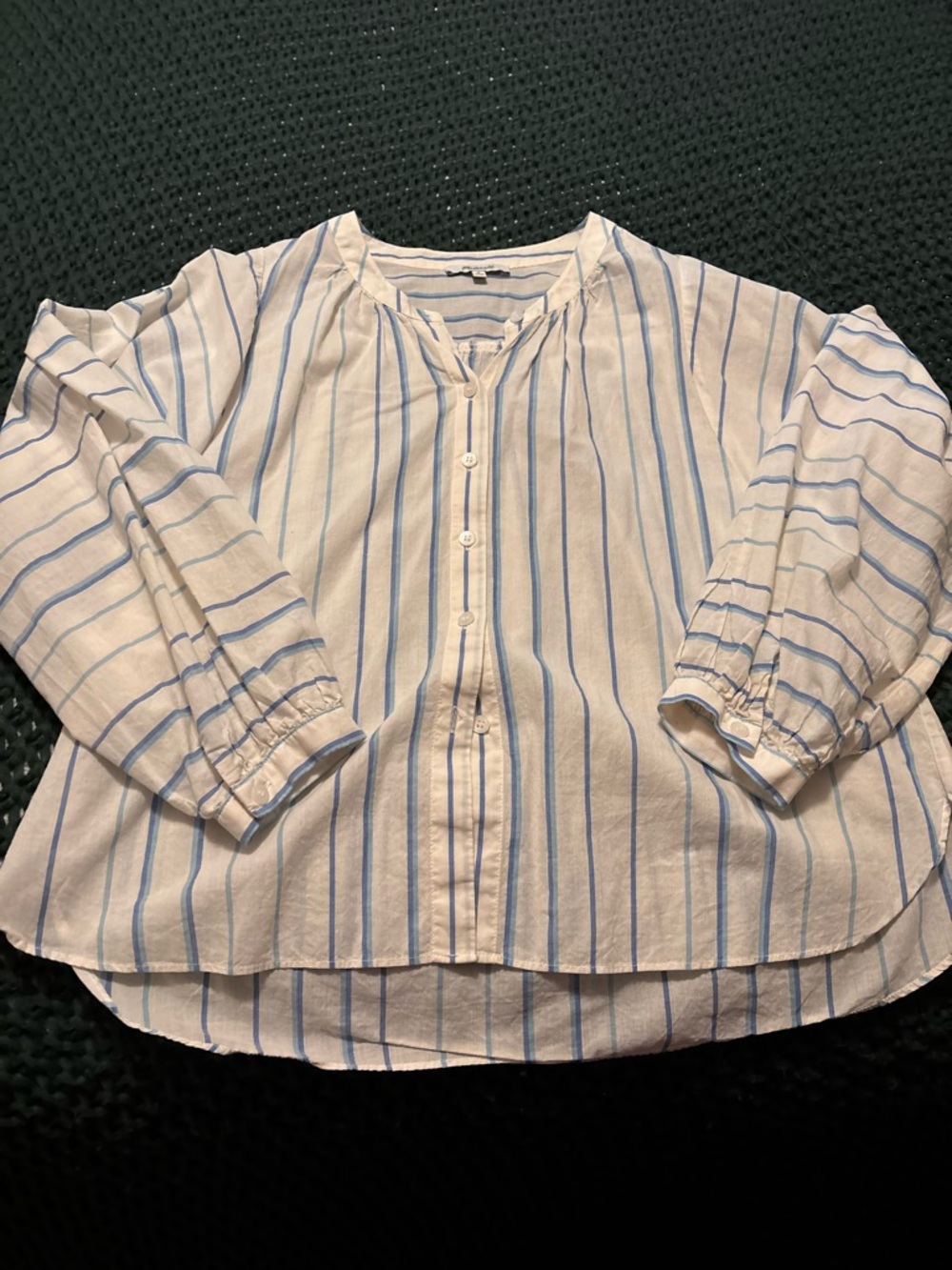 Madewell White and Blue Striped Button-Front Blouse